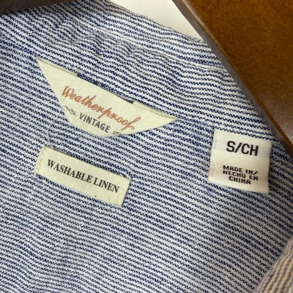 Weatherpoof Tie Front Washable Linen Nautical Shirt in Blue Pinstripe - Picture 5 of 8